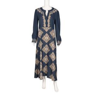 ETRO Navy Blue Printed Midi Dress Size L